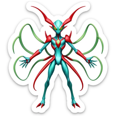  Cool Edgy Shiny Futuristic Ethereal Legendary Scizor-Deoxys-Digimon-Flygon-hybrid full body sticker