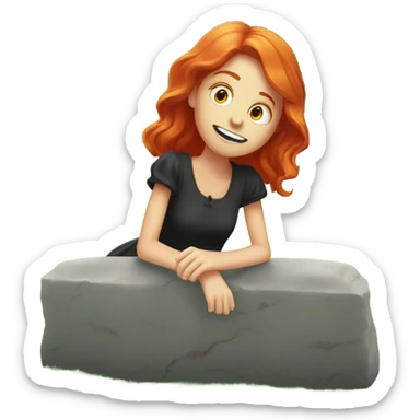 Red headed girl levitating in front of a gravestone at cemetery ￼ sticker