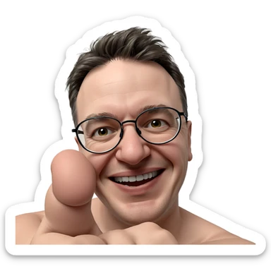 smiling boy with glasses sticker