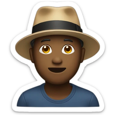 A person wering a hat sticker