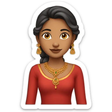 An Indian girl wearing red lhenga sticker