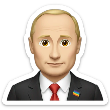 Vladimir Putin with pride flag sticker