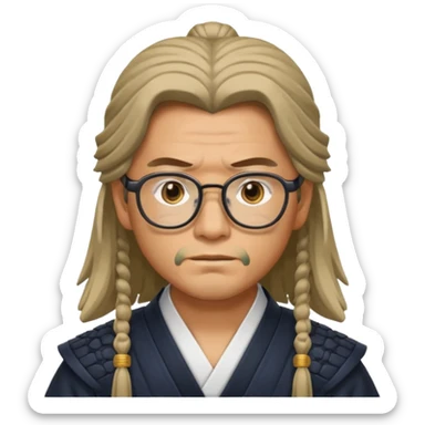 Long Haired Samurai with Glasses,Long-haired ronin adjusting spectacles sticker