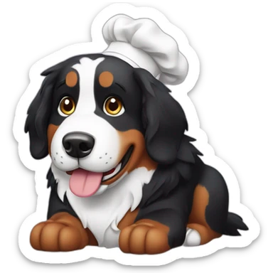 bernese mountain dog baking chef sticker