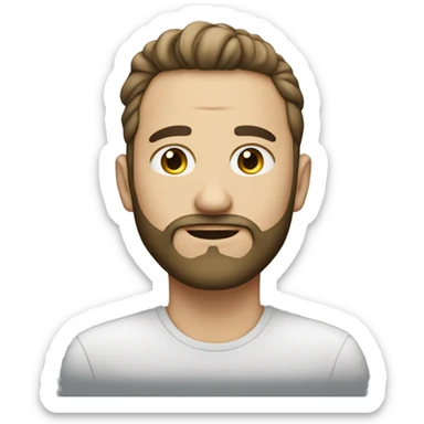 30 yea old male, handsome, small eye, Beard on the chin, Light white skin, Fancy background sticker