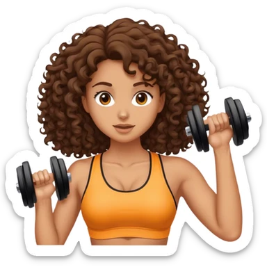 brunete curl medium hair woman working out sticker