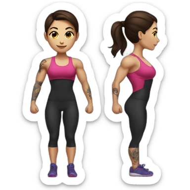 Cute brunette female weight lifter with tattoos sticker