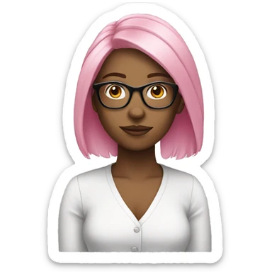 Pink hair, white woman whit glasses sticker