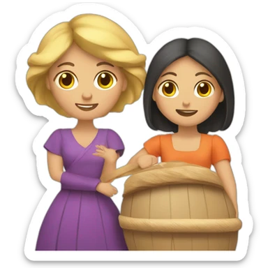 Mujer rubia y mujer morena en tabla de padlle sticker