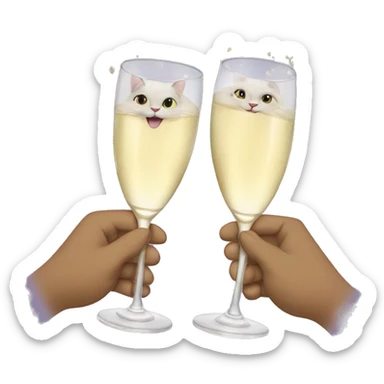 two cats cheers champagne sticker