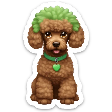 Brown poodle with a green Mohawk  sticker