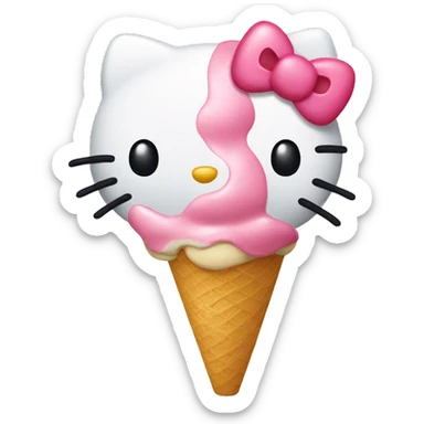 Hello kitty eating ice cream  sticker