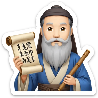 Ancient Taoist philosopher with a scroll sticker