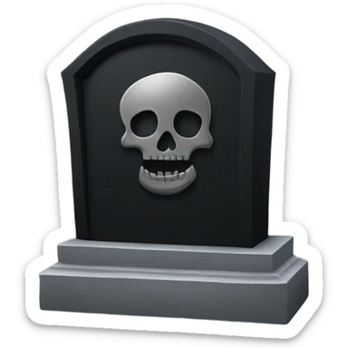 a black grave with the letters RIP on a silver  sticker
