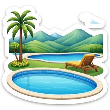 piscina con paisaje  sticker