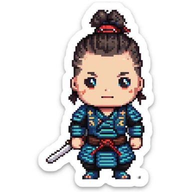 Samurai with topknot sticker
