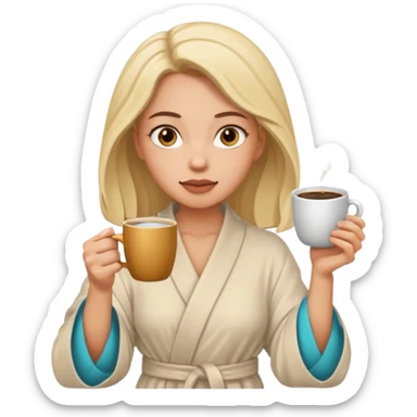 Woman drinking coffee and The edges of the eyes are wide open in the morning sticker