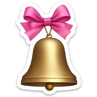a christmas bell with a pink bow sticker