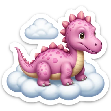 Dinosaurio rosa tierno, diciendo en una nube "Raw" sticker