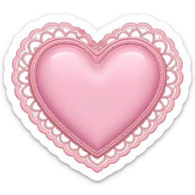 pink heart with pastel pink lace around it sticker