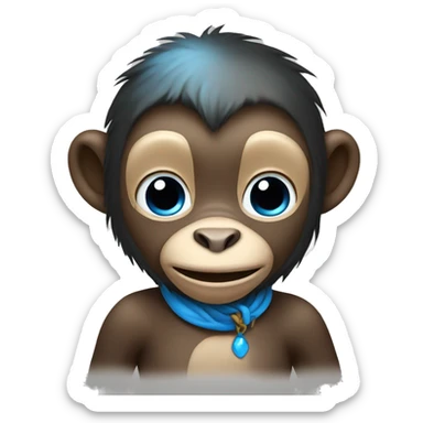 monkey with blue heart sticker