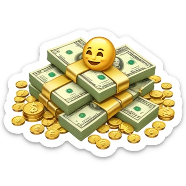 cool emoji with pile of money  sticker