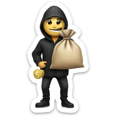 Thief with money bag over shoulders sticker