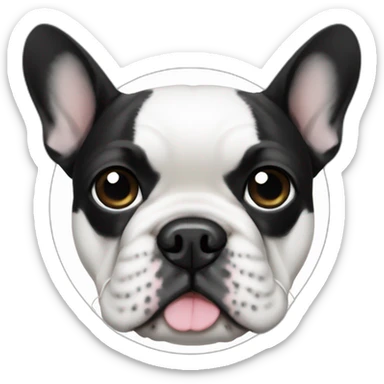 white french bulldog with black circle at eye sticker