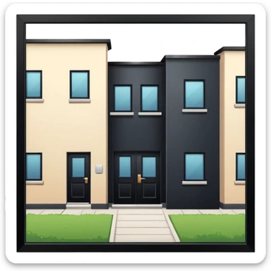 closed courtyard between apartment buildings, safe private yard, minimal flat vector icon sticker