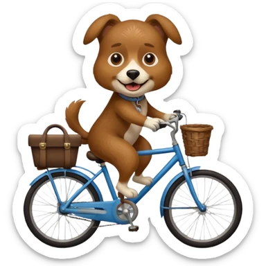 A crazy faced dog riding on a bicycle  sticker