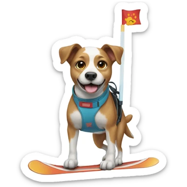 Dog on skis sticker