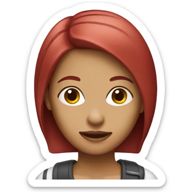 Woman with crimson red straight hair sticker