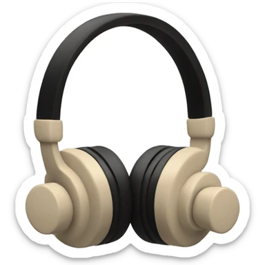 Beige beat studio headphones and black dumbbells sticker