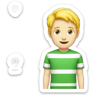 Jongen met verticaal groen wit gestreept shirt sticker