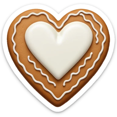 gingerbread heart cookie with white icing sticker