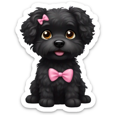 Black fluffy dog with hair bow  sticker