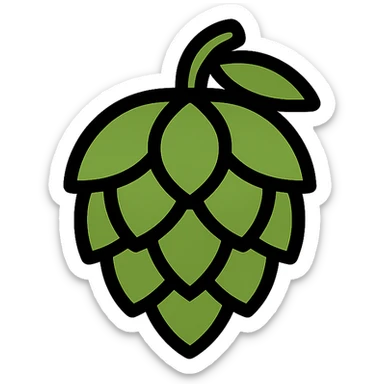 modern icon style hop flower, simple, natural colors, transparent background sticker