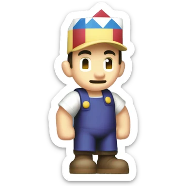 pixelated Ness from Earthbound waving  sticker