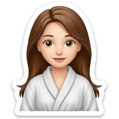 happy white long brunette hair girl with hazel eyes in a bathrobe  sticker