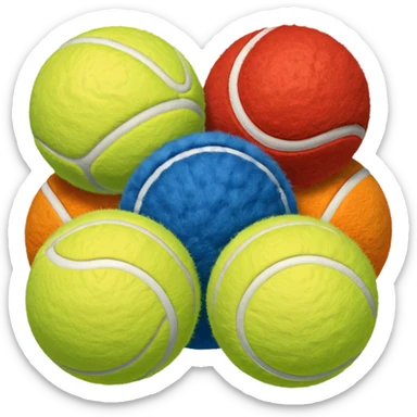 red yellow orange blue green tennis balls sticker