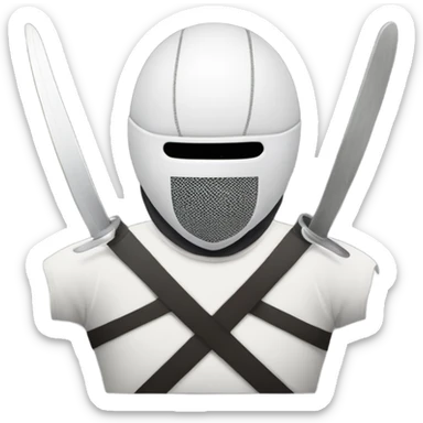  Fencing sword inside a fencer with mask on head  sticker