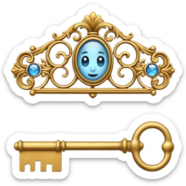 key in the horizontal position old and ornate sticker