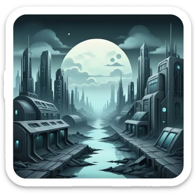 Spectral Gloomy Dystopian Apocalyptic Aesthetic Scenery Deco sticker