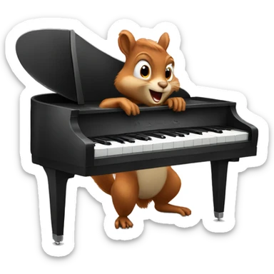Squirrel play piano  sticker