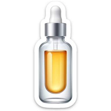 beauty serum bottle with a transparent section showing liquid level sticker