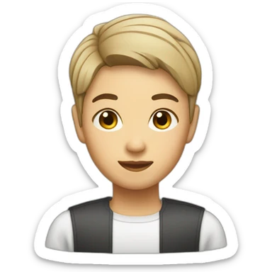 short hair Asian barista sticker