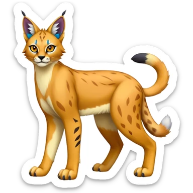 A colorful lynx-caracal-serval-fakemon-Digimon-creature-hybrid sticker