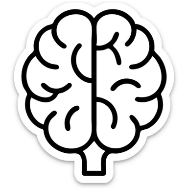 outlined icon of a brain with no fill sticker