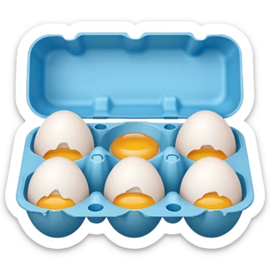make a egg carton with six spaces but only one egg inside to represent isolation. make the egg have a sad expression like a sad face with tears to communicate his worry. the egg should be white and be the only egg inside the carton. sticker