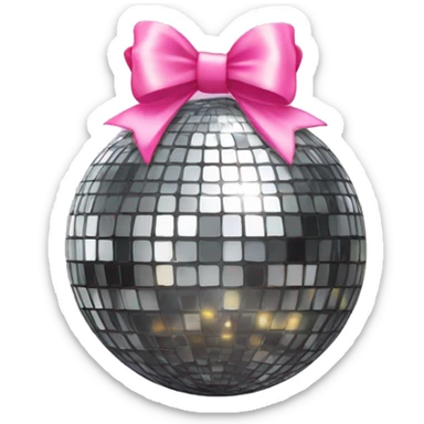 Disco ball with pink bow on top sticker